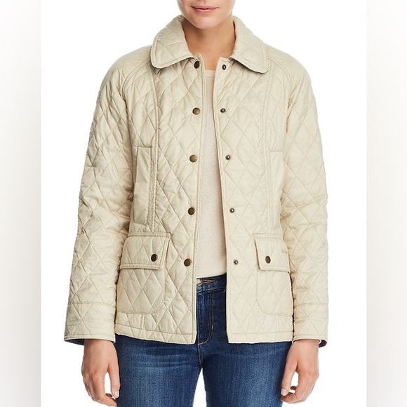 NWTs Barbour Summer Beadnell Quilted Jacket. Pearl. Sz. 8 - Picture 1 of 13